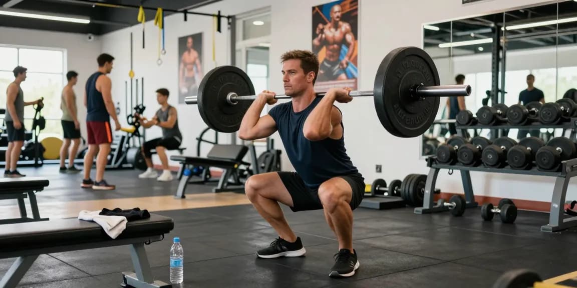Kraftsportler trainiert mit Steroidshop-Produkten in einem modernen Fitnessstudio.