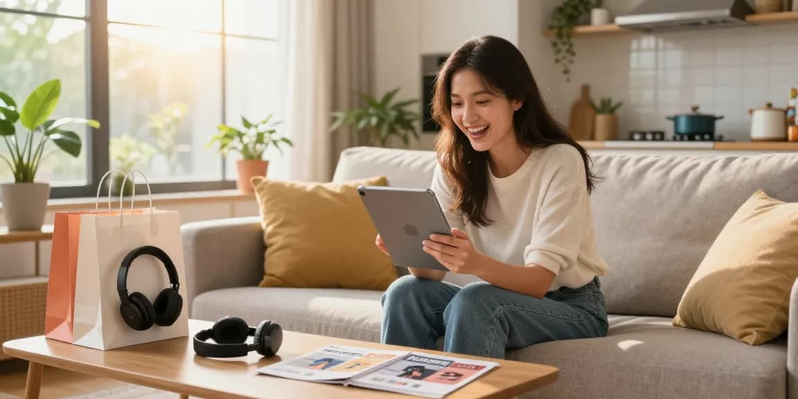 Discovering amazing Amazon Angebote while browsing deals in a cozy home setting.