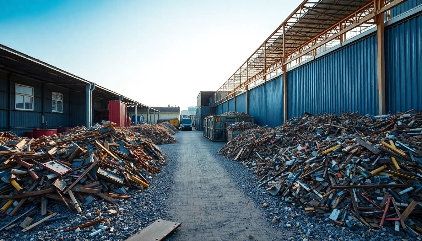 Schrottplatz Duisburg mit organisiertem Schrott und umweltfreundlichen Recyclingmaßnahmen.