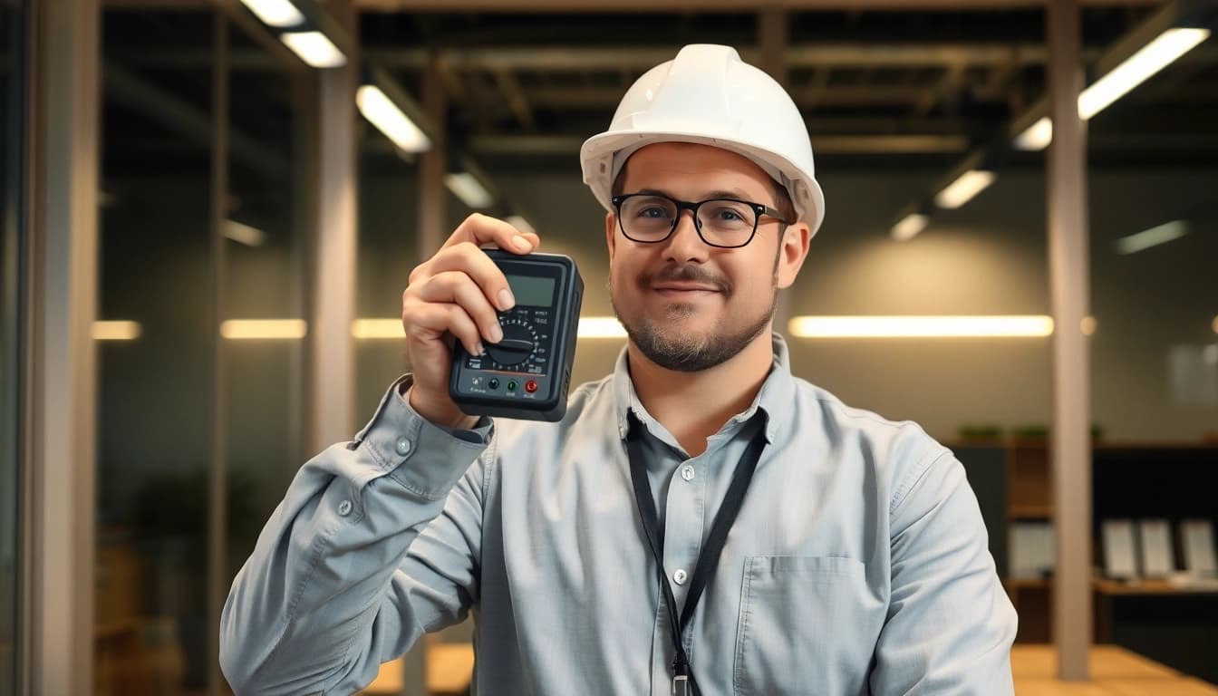Durchführen der Prüfung ortsveränderlicher elektrischer Betriebsmittel von einem Elektrofachmann mit modernen Geräten.
