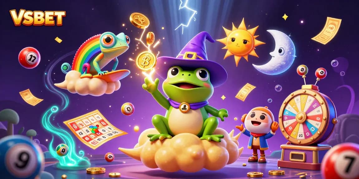 VSBET offers a vibrant and dynamic gambling experience with colorful elements in a magical setting.