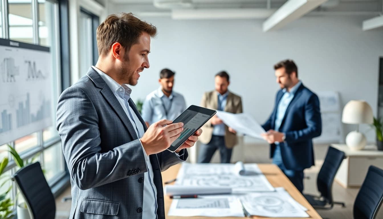 Headhunter Ingenieure beraten in einer modernen Büroumgebung zur Rekrutierung von Talenten.