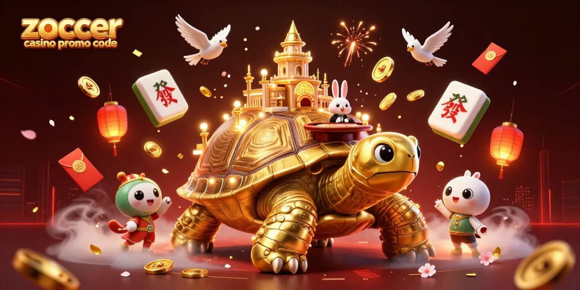 Zoccer Casino Promo-Code: Erleben Sie den Spaß mit einem goldenen, 3D-animierten Casino-Szenario und gewinnenden Elementen.