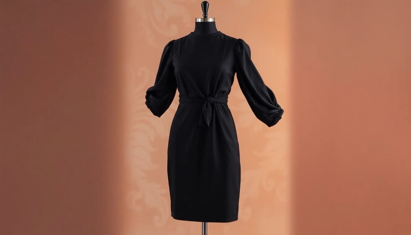 Schwarzes Minikleid mit gathered Ärmel, perfekt für elegante Anlässe