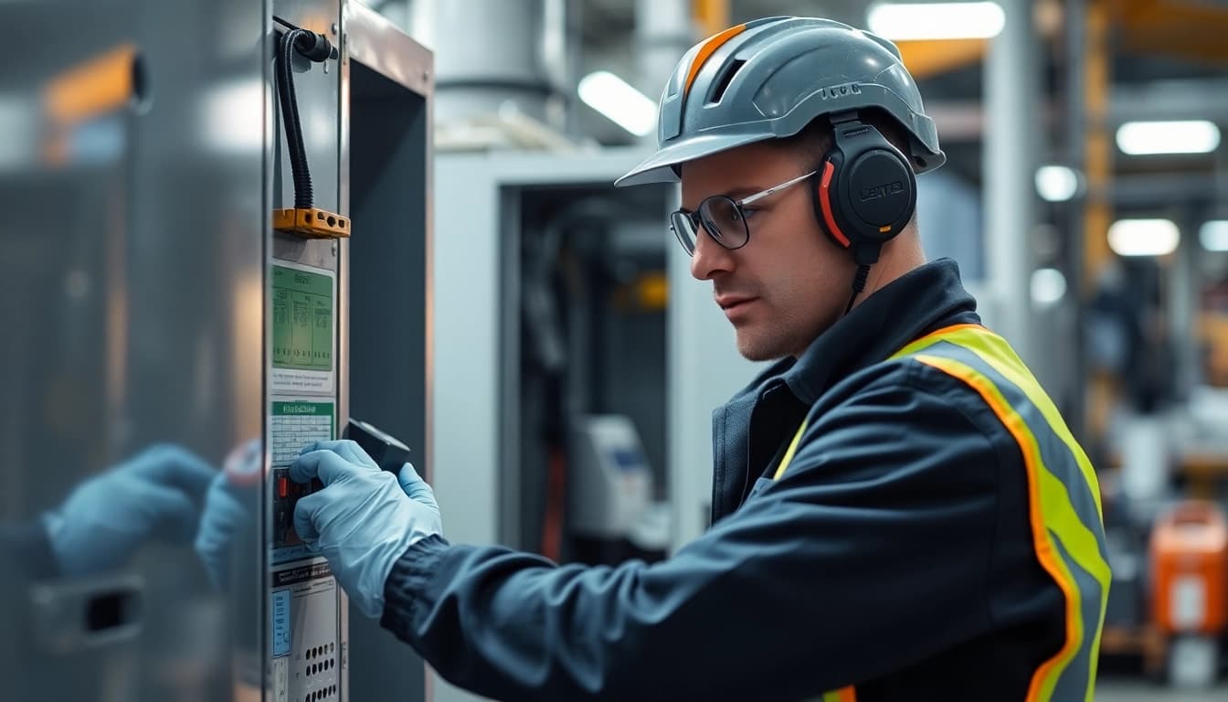 Inspecting the Prüfung ortsveränderlicher elektrischer Begtriebsmittel with a focus on safety and precision in a workshop.