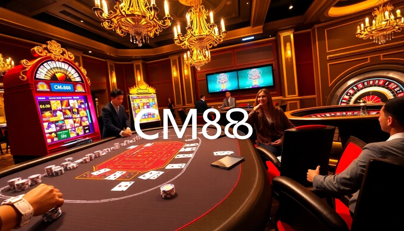 Engaging gamblers at a luxurious casino featuring advanced betting options with CM888 branding.