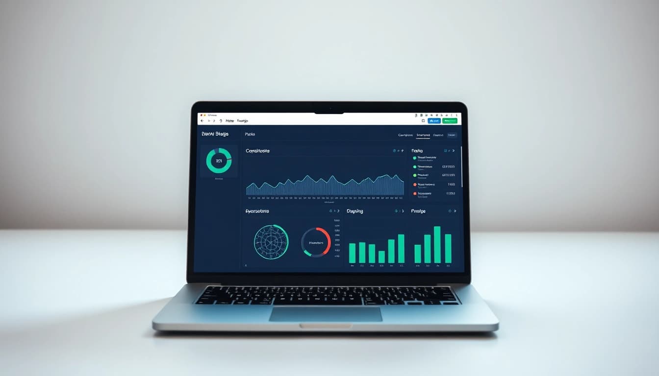Visualisieren Sie den Web-Rang mit einem modernen Website-Rang-Tracker auf einem Laptop-Bildschirm.