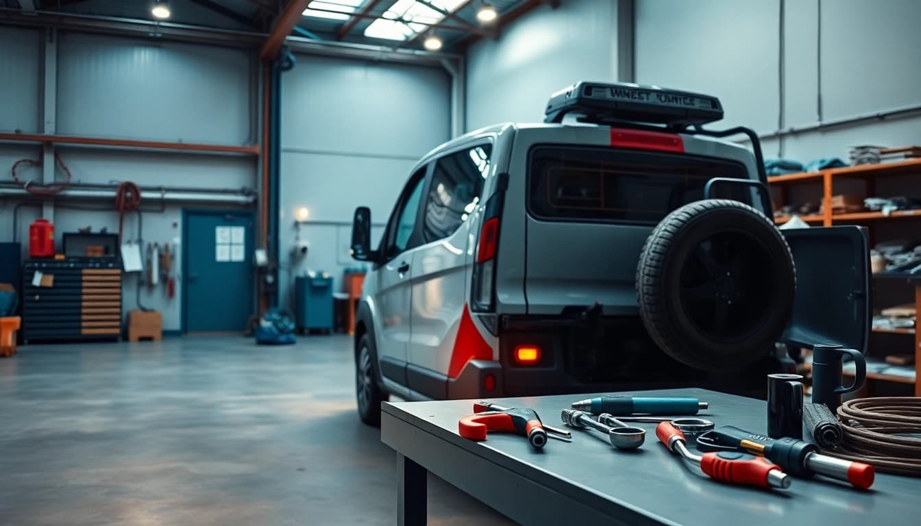 Autoverschrottung effizient durchführen: Ein Schrottauto in einer professionellen Umgebung mit Werkzeugen zur Weiterverarbeitung.