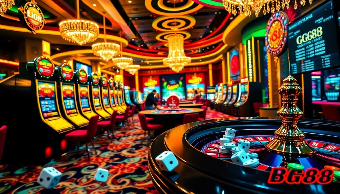 Feeling the thrill of winning at GG88 with poker chips and casino games on a vibrant floor.