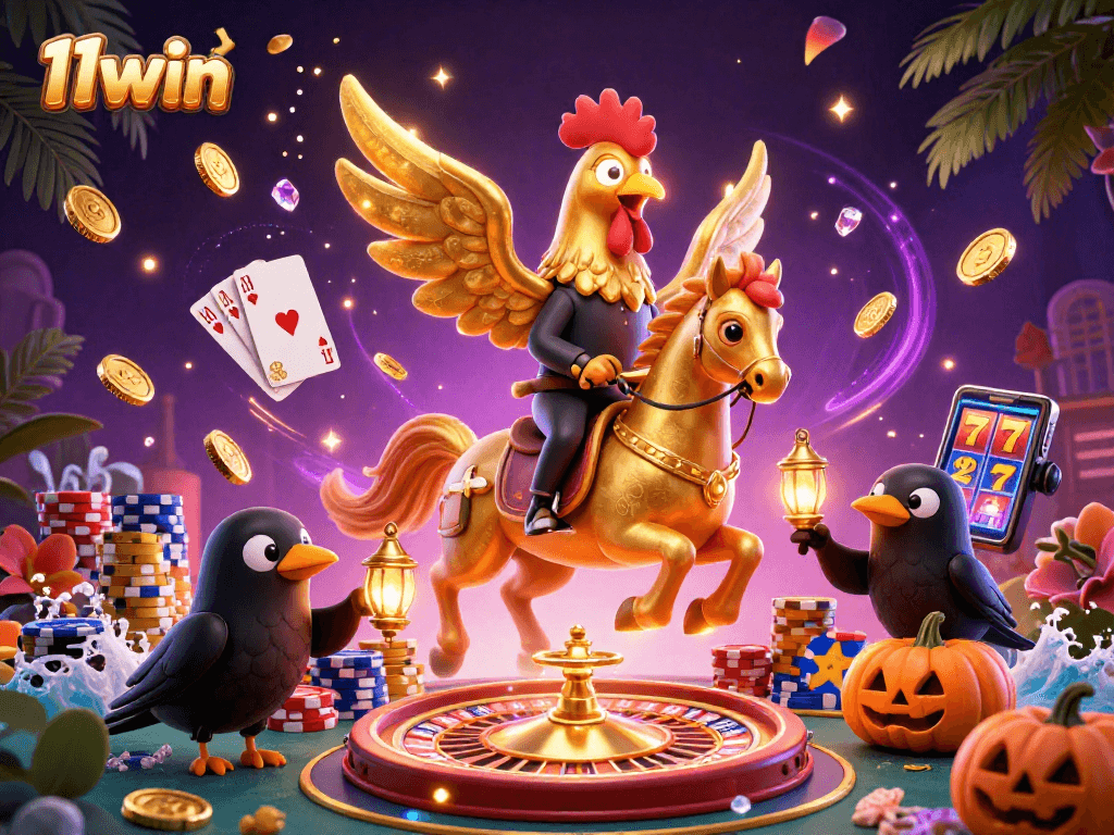 Experience thrilling moments at 11win with golden rooster riders and cascading winning elements!