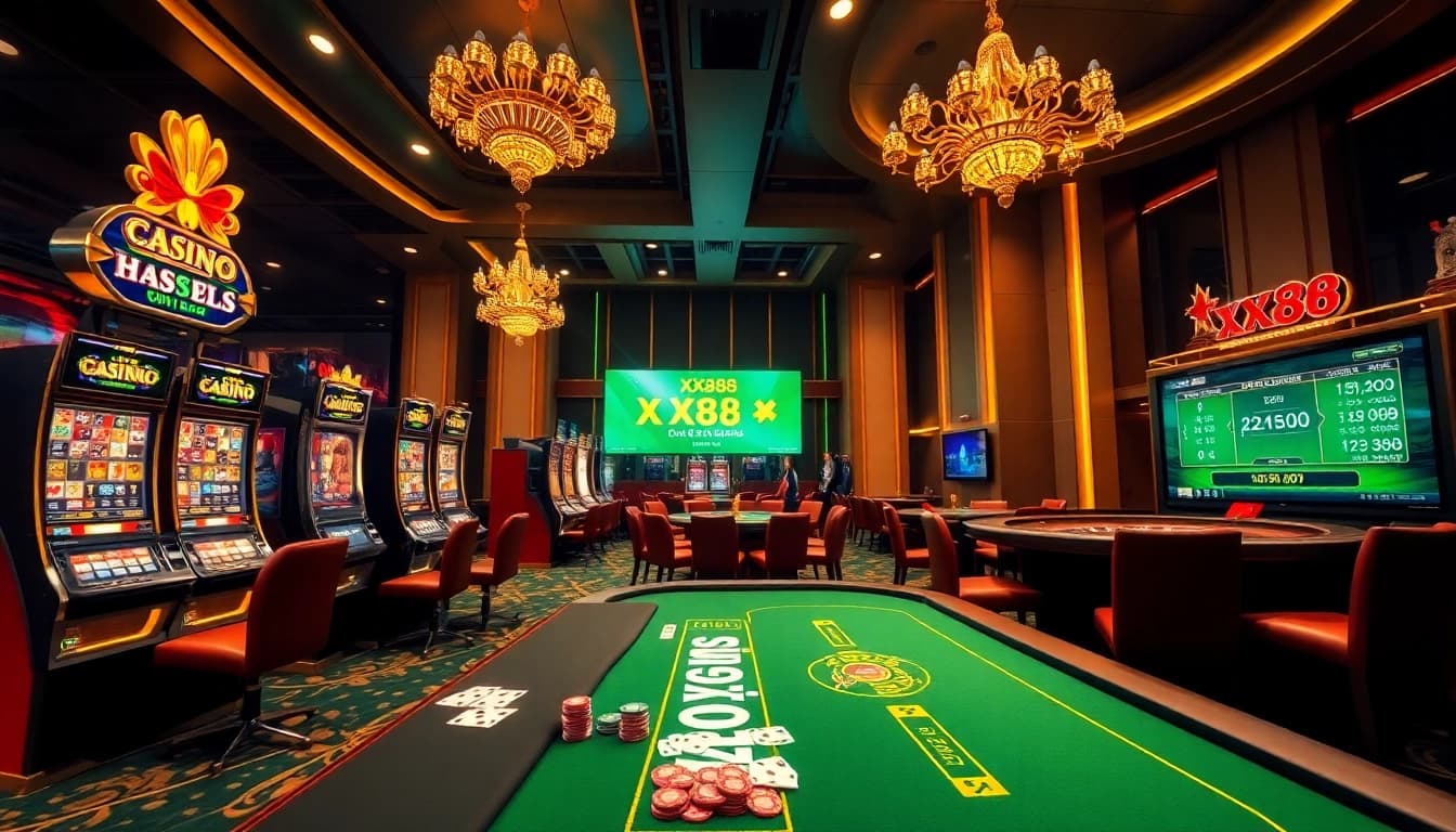 Experience the thrill of gambling with XX88 at a luxurious casino table.
