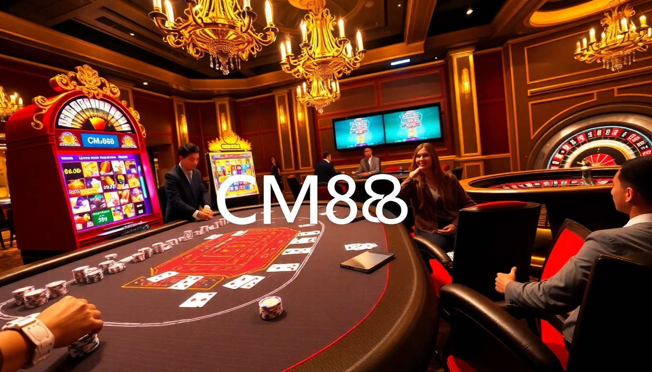 Engaging gamblers at a luxurious casino featuring advanced betting options with CM888 branding.
