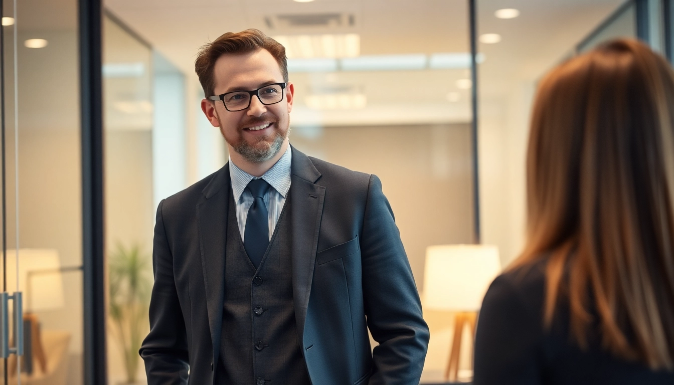Headhunter führt ein Gespräch mit einem Kandidaten in einem modernen Büro.
