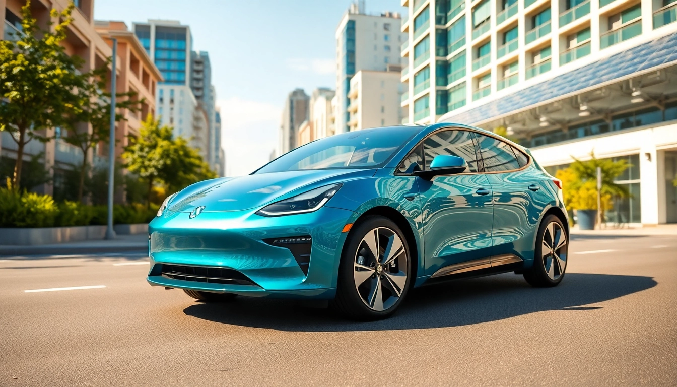 Elektroautos in urban environment showcasing modern design und innovative Technologie.
