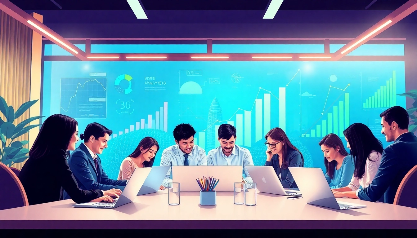 Betrachten Sie wichtige Internet Trends durch eine Gruppe von Fachleuten, die innovative Technologien diskutieren.
