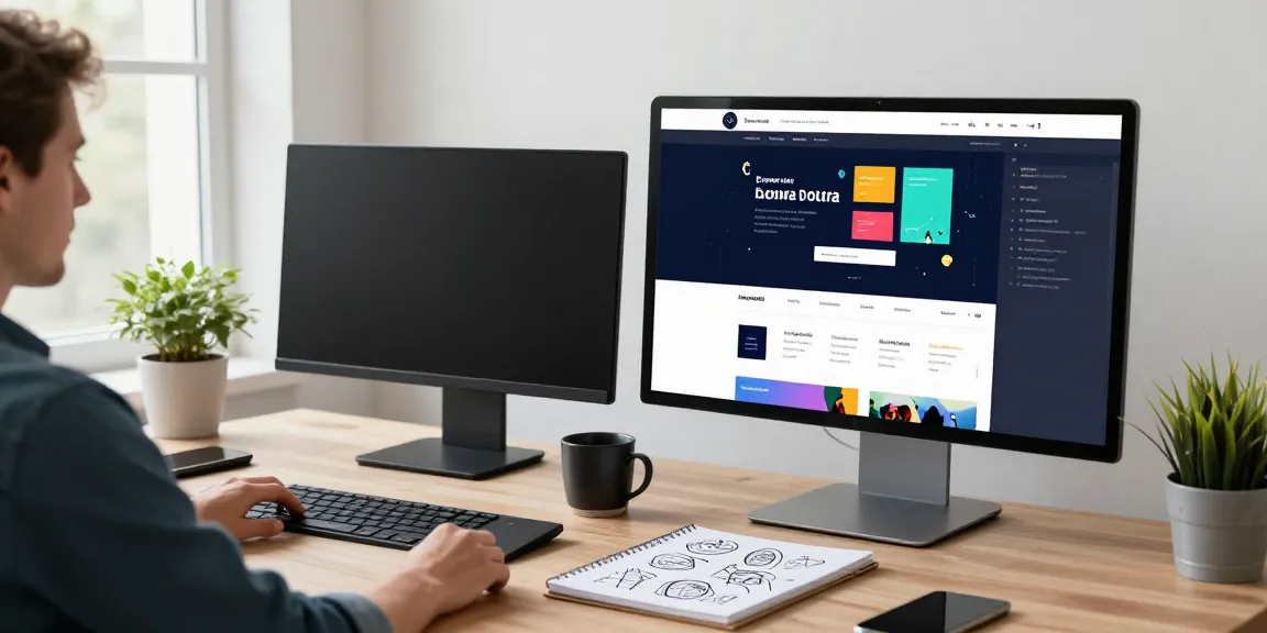 Webdesign Saarland: Designer in modernem Studio schafft responsive Websites mit natürlichen Materialien.