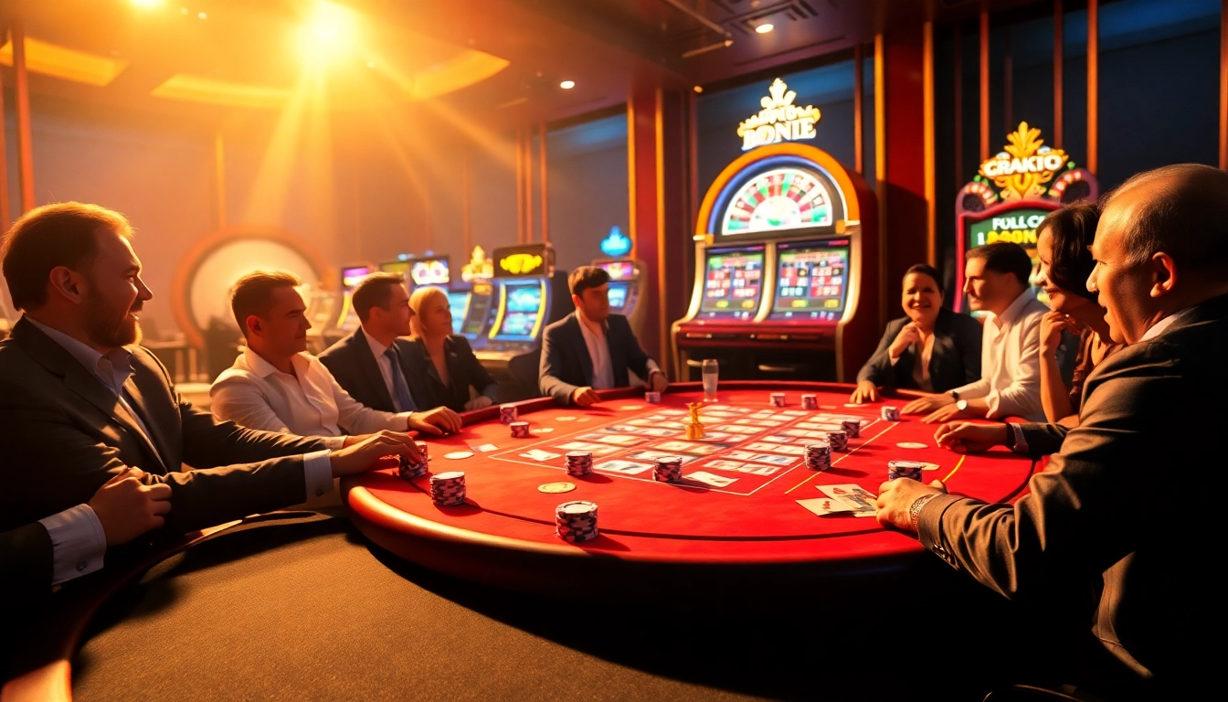 Engaged players at a poker table in a luxurious casino setting, highlighting hidden wiki 2026 gambling strategies.