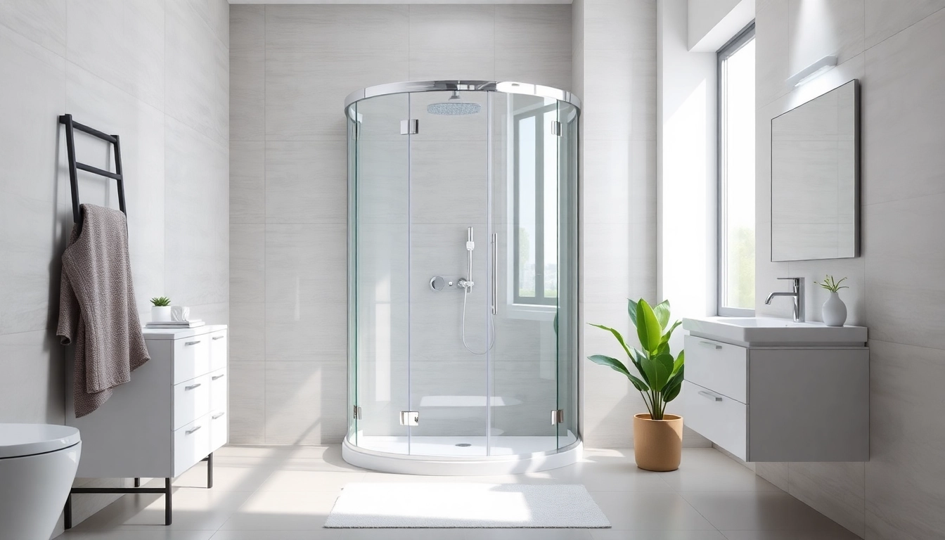 Duschkabine 80x80 eckeinstieg in modernem Badezimmer mit klaren Linien und eleganten Materialien.