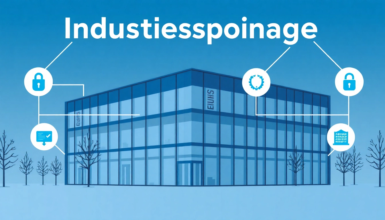 Grafik zur Industriespionage in Mannheim mit Fokus auf Unternehmensschutz und Spionageabwehr