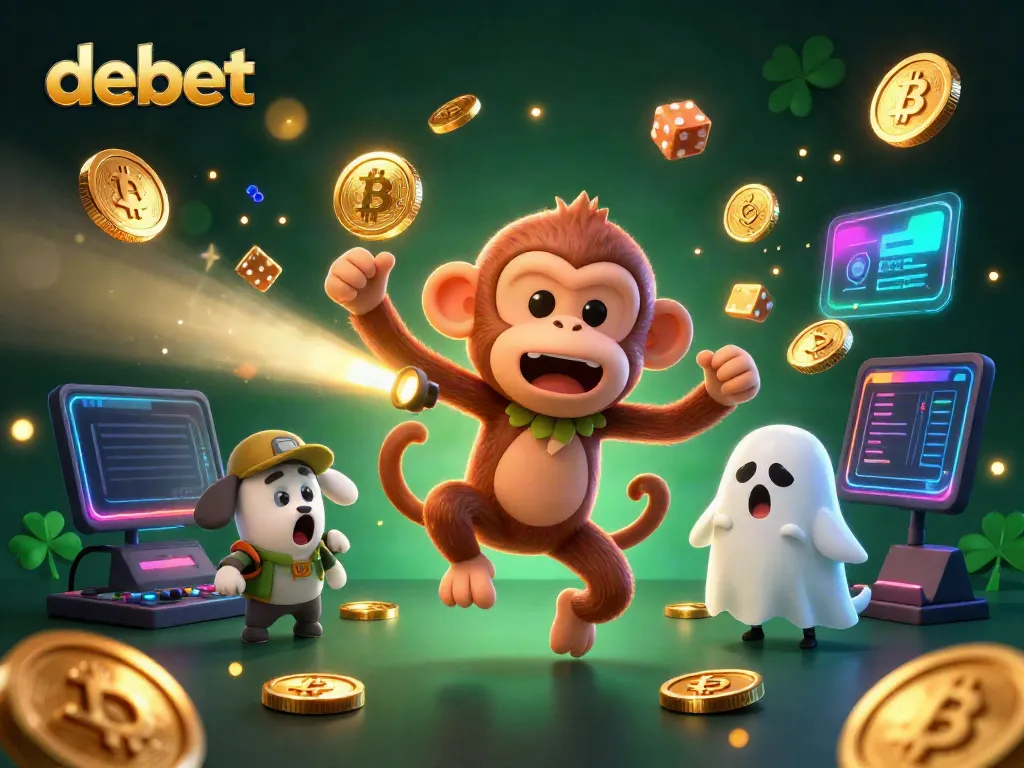 Bet big with debet in a haunted casino scene featuring a playful poltergeist monkey.