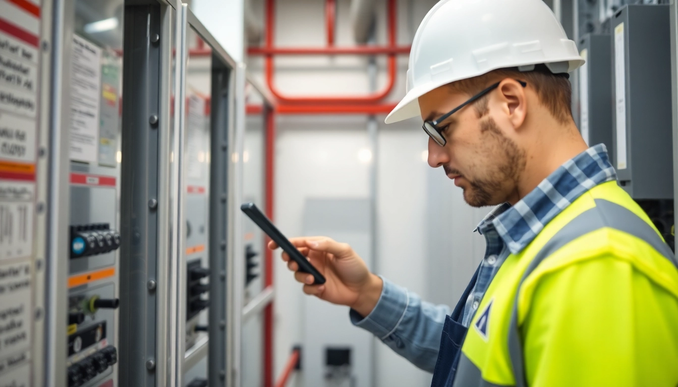 Technician conducting a thorough DGUV V3 Prüfung on electrical equipment for safety compliance.