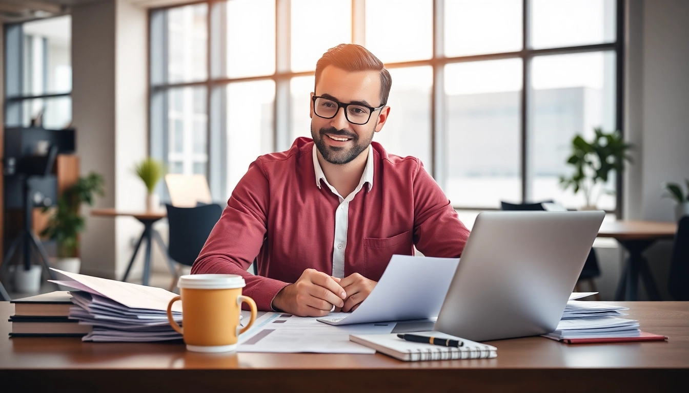 Headhunter Ingenieure analysiert Bewerbungen in einem modernen Büro mit Laptops.