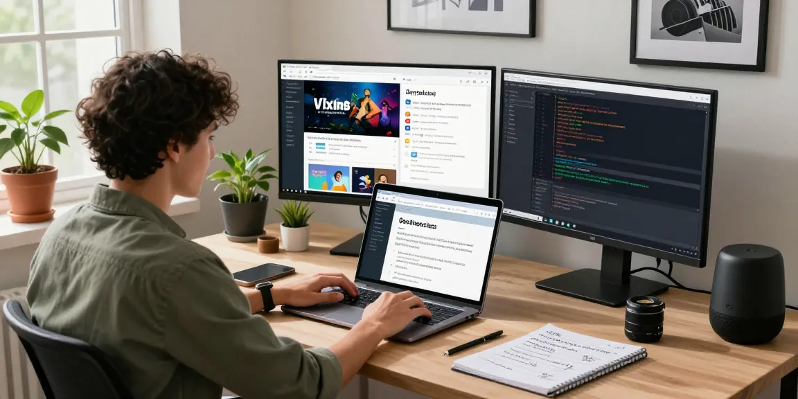 Tech worker troubleshooting geoblocking umgehen ohne VPN in a vibrant home office.
