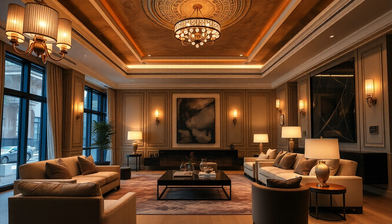 Luxury living room showcasing plush furniture and elegant decor, creating an inviting ambiance.