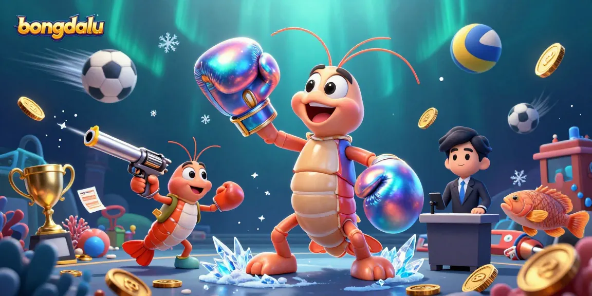 Bongdalu showcases a dynamic 3D illustration of marine-themed sports betting, featuring vibrant characters and sports elements.