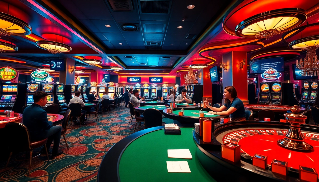 Engage in thrilling gameplay at lc88 with vibrant casino tables and excited players.