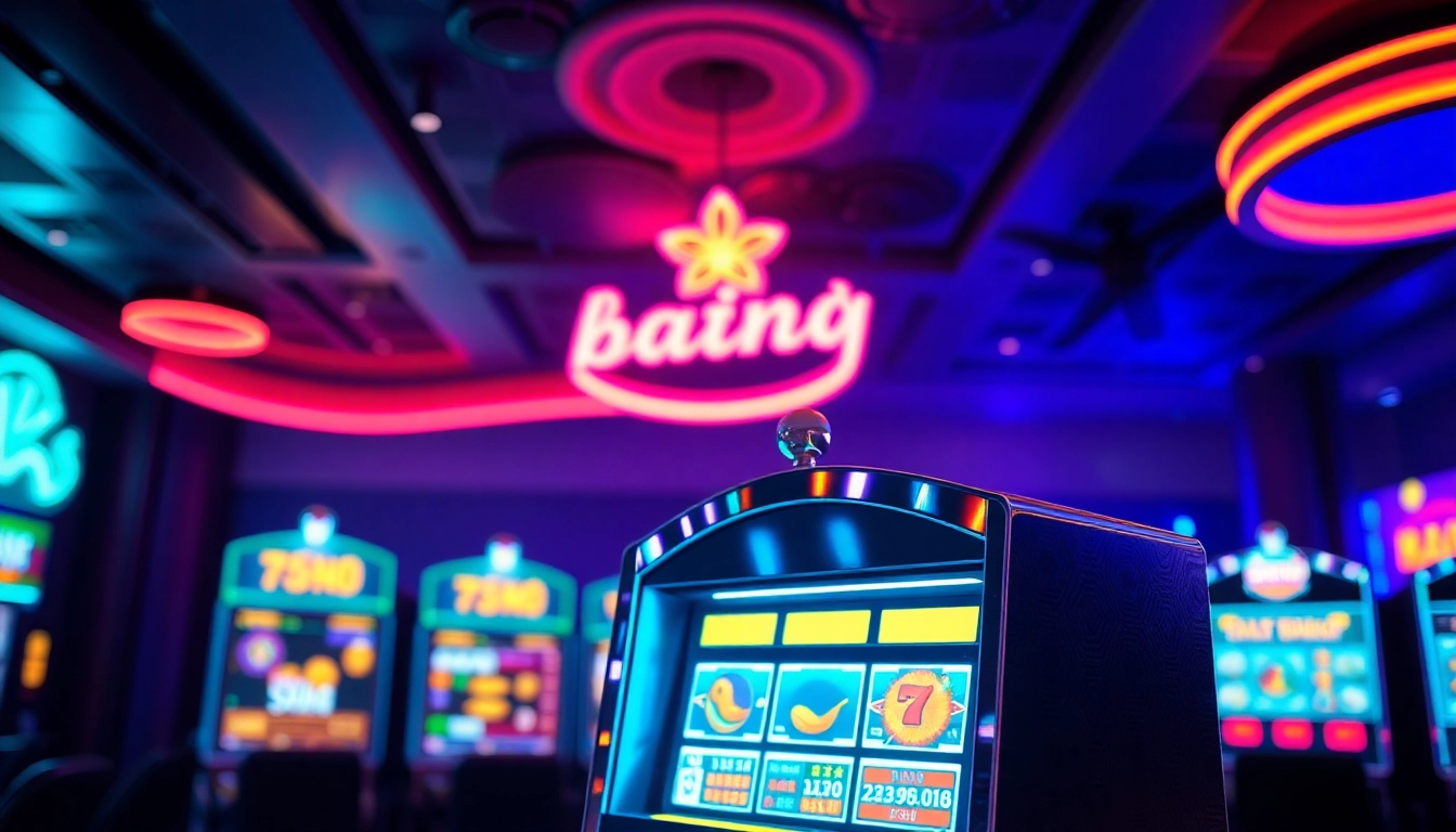 Spiele im casino online mit bunten Spielautomaten und lebhaftem, einladendem Ambiente.