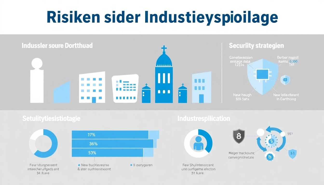 Diagramm zur Industriespionage in Dortmund mit Schutzmethoden und Statistiken zur Unternehmenssicherheit