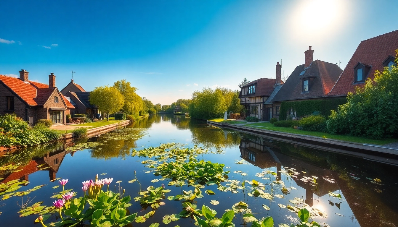 Bootsfahrt auf dem ruhigen Wasser in Giethoorn Niederlande, umgeben von malerischen reetgedeckten Häusern und üppiger Natur.