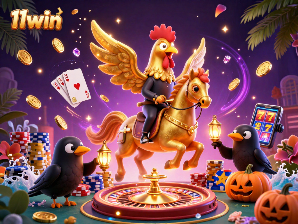 Experience thrilling moments at 11win with golden rooster riders and cascading winning elements!