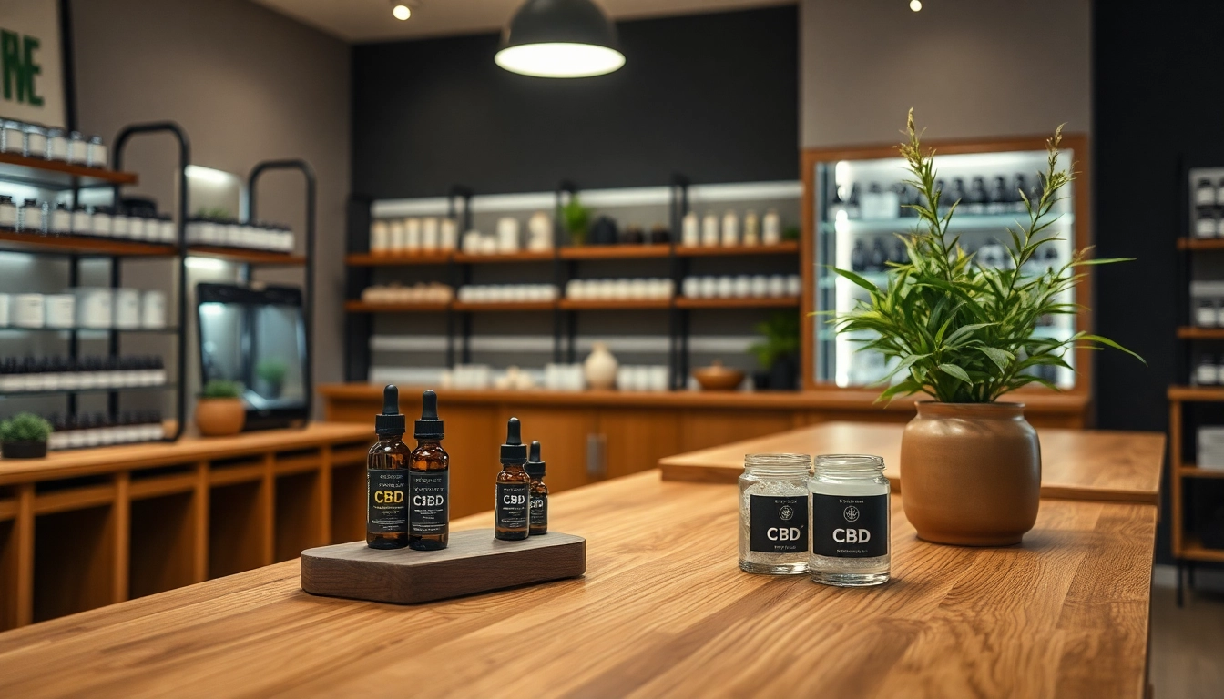 CBD-Produkte im eleganten Glasbehälter präsentieren, harmonisches Shop-Ambiente in Zürich.