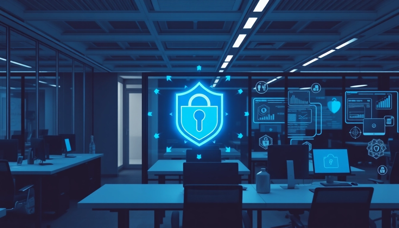 Grafik zur Industriespionage in Köln, die Sicherheitsmaßnahmen für Unternehmen symbolisiert