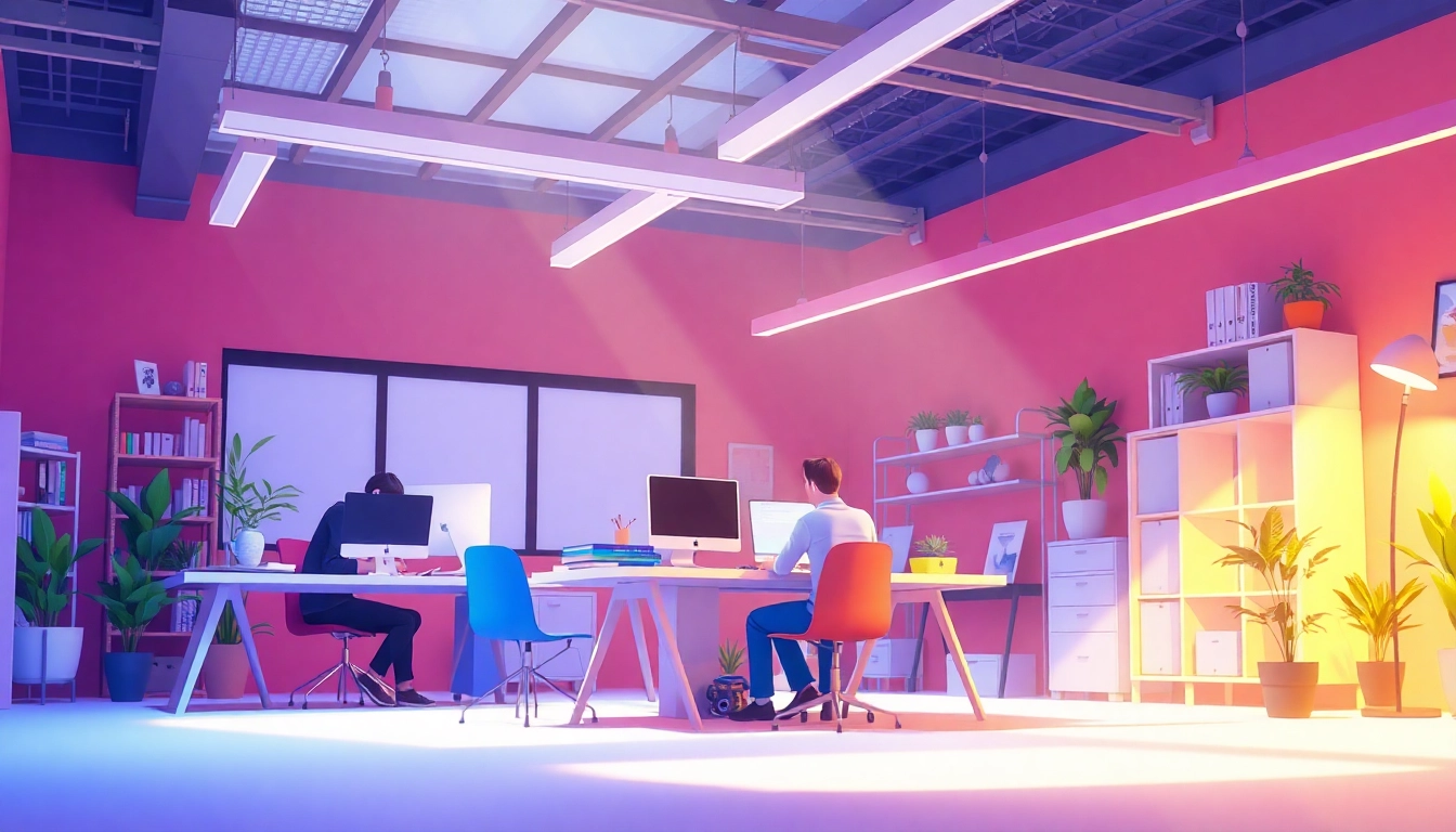 Animatoren in einem Animationsbüro bei der Arbeit, zeigen kreative Prozesse eines Animation Agency.