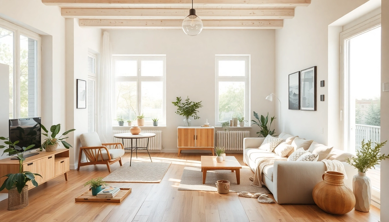 Hausrenovierung: Moderne Wohnung mit frischem Design und Renovierungsutensilien im stilvollen Licht.