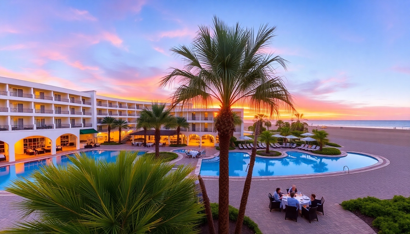 Experience the luxurious ambiance of Iberostar Selection Fuerteventura Palace at sunset with stunning beach views.