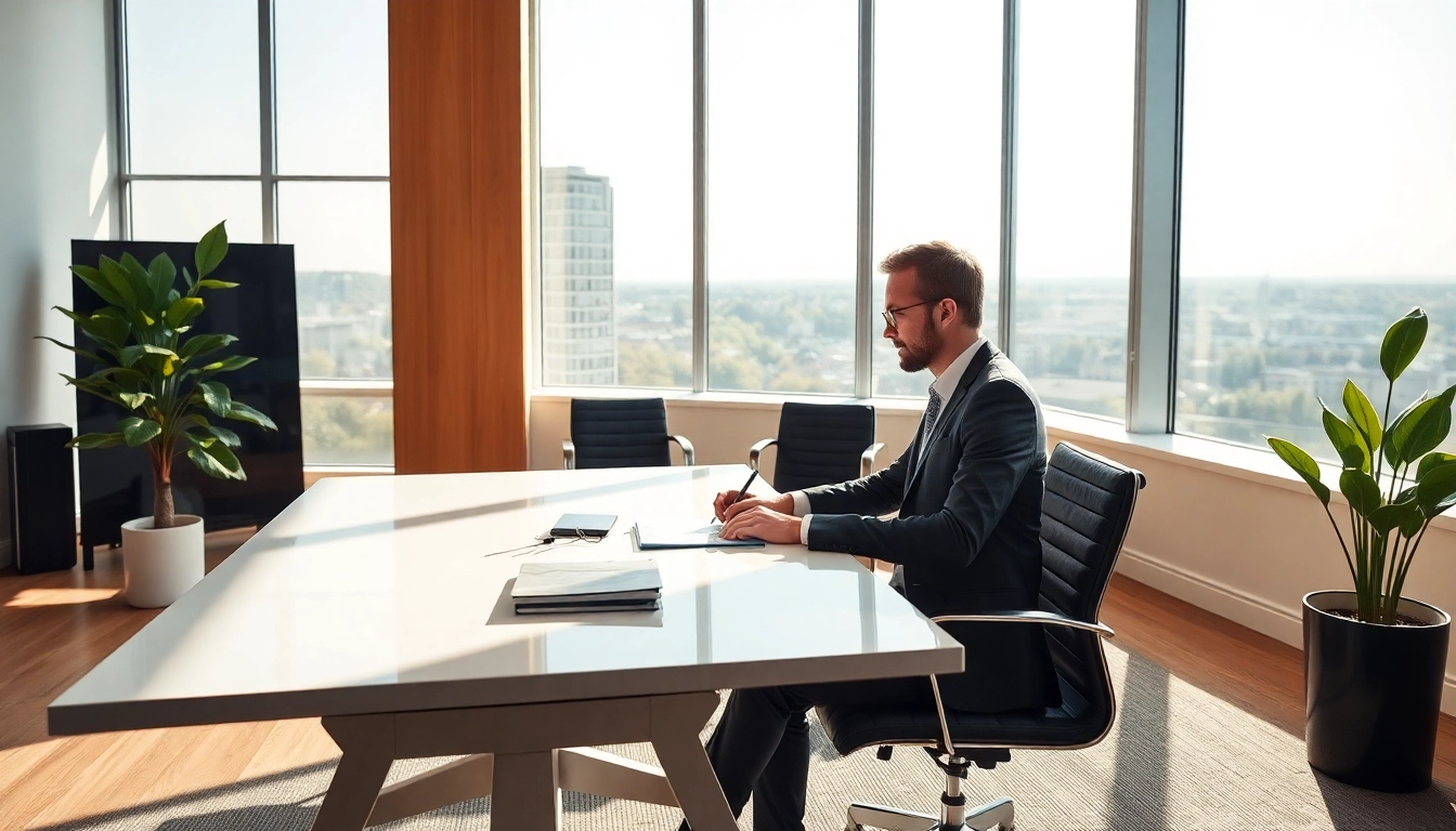 Headhunter Solingen berät in einem modernen Büro mit großem Fenster und inspirierender Atmosphäre.