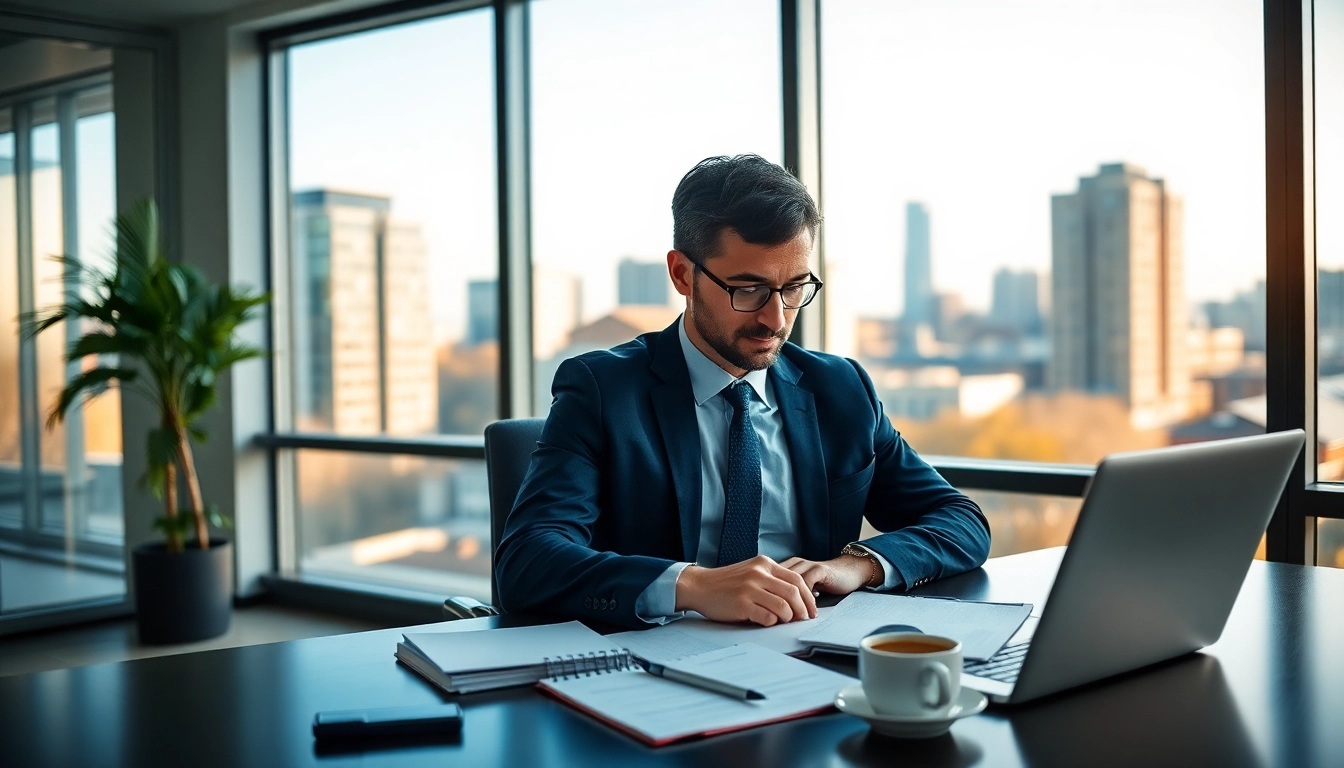 Headhunter Chemnitz reviewing resumes in a modern office environment, showcasing expertise.