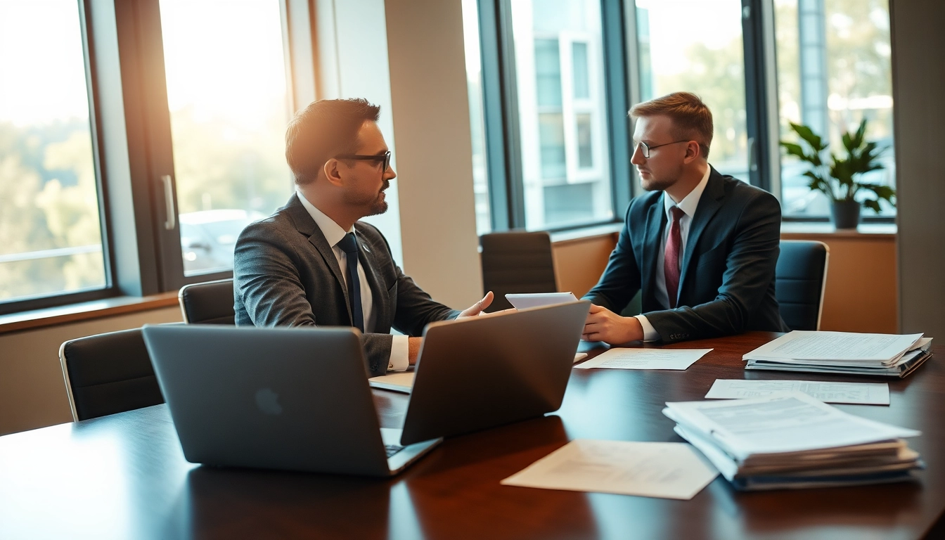 Headhunter Frankfurt im Gespräch mit einem Kandidaten in einem modernen Büro.