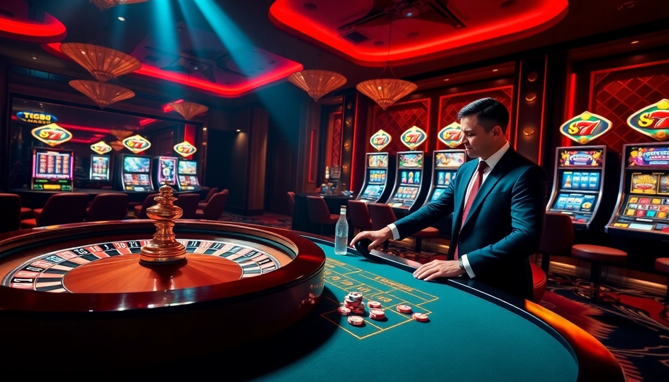 TG88 online casino scene with a vibrant roulette table and professional dealer.