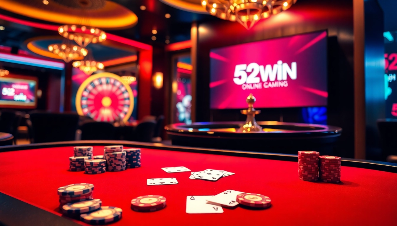 Experience thrilling gameplay in the sophisticated casino scene featuring 52WIN poker action.