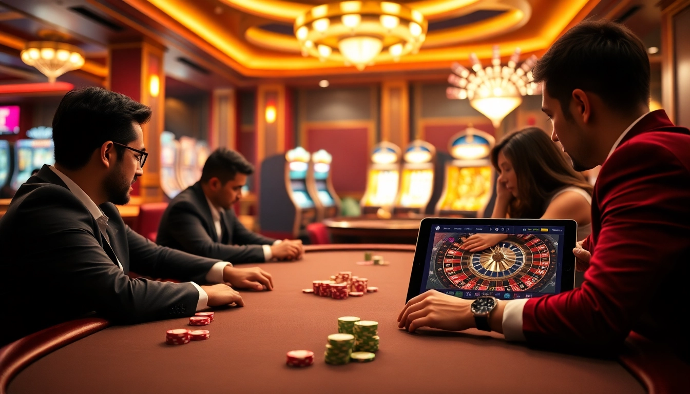 Engaging poker players strategizing at the SIU88 casino table for a thrilling online experience.