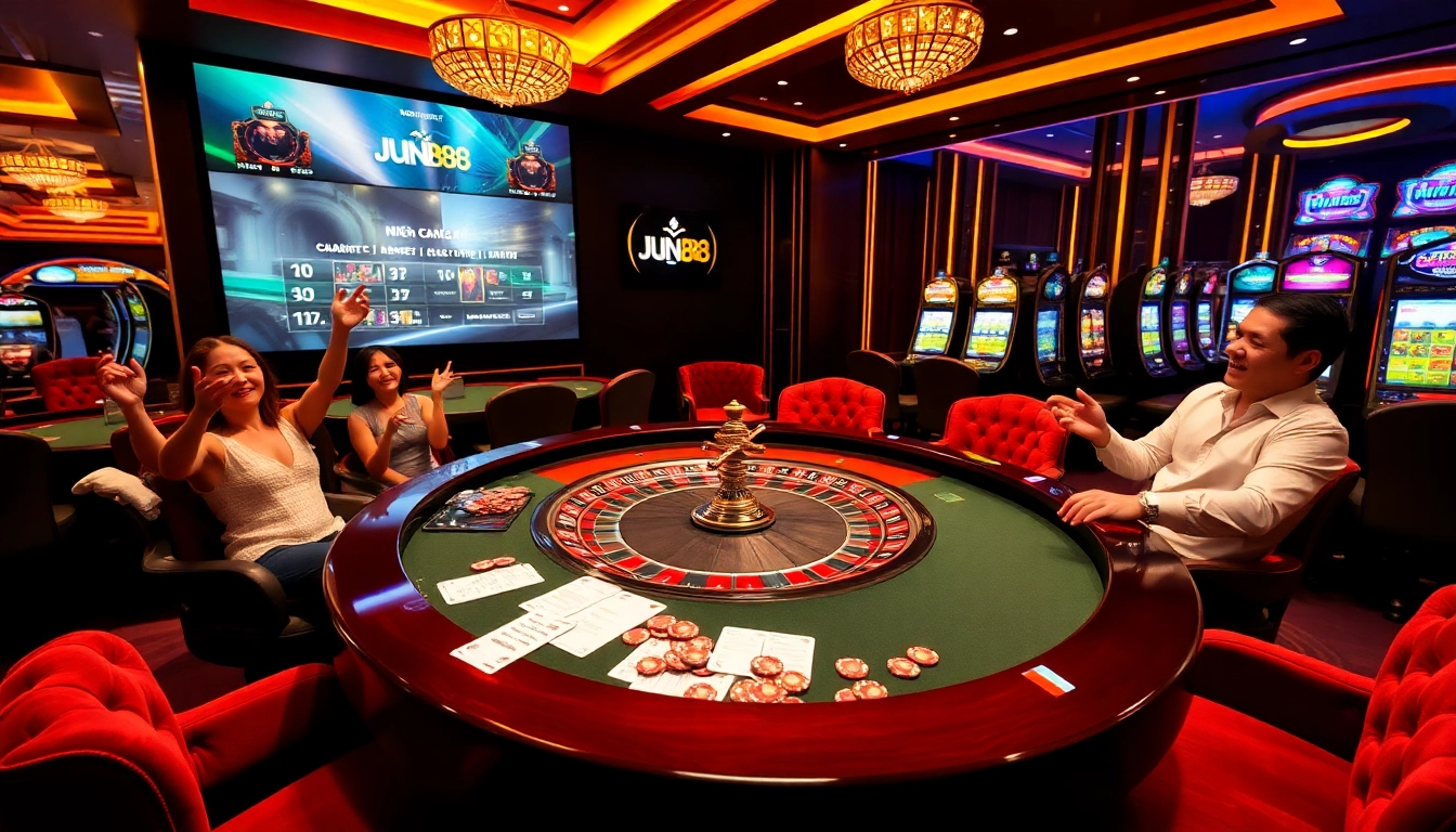 Experience the thrill of gaming at Nhà cái jun88 with luxurious roulette and vibrant slot machines.