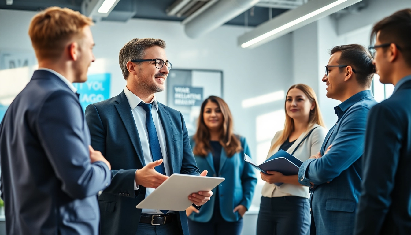 Headhunter IT in einem professionellen Büro, der mit Kandidaten interagiert.