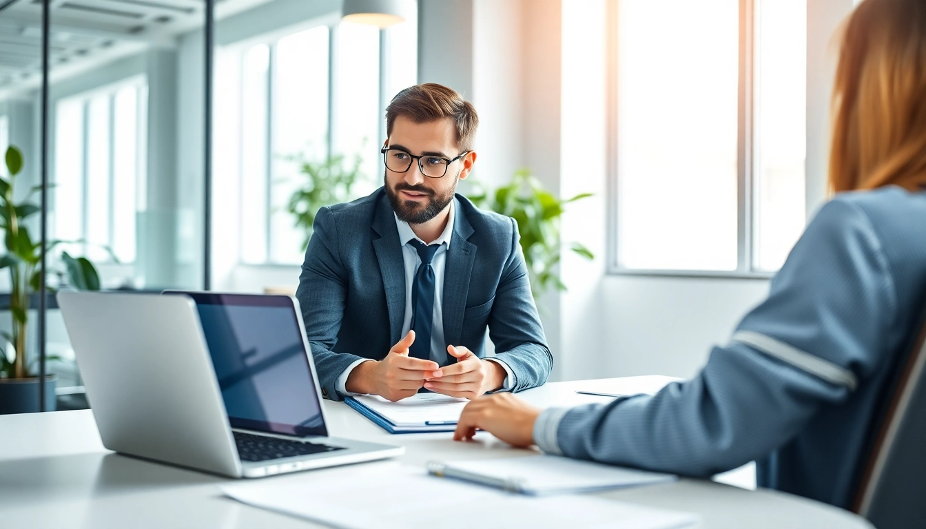 Headhunter IT engaging with clients in a collaborative office environment.