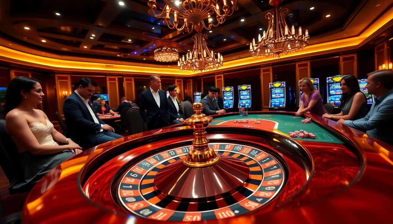 Players enjoying poker at 9789bet com in a luxurious casino setting.